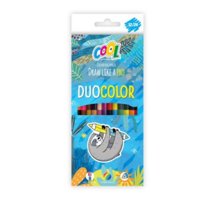 Színes ceruza készlet, háromszögletű, kétvégű, COOL BY VICTORIA "Duocolor", 24 különböző szín