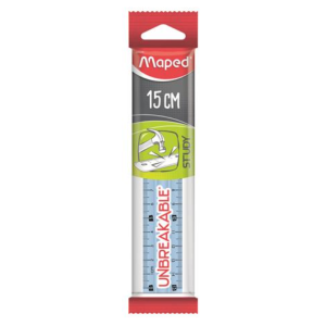 Vonalzó, műanyag, törhetetlen, 15 cm, MAPED "Study Unbreakable", vegyes színek