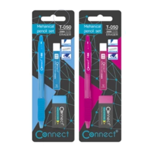 Írószer szett Connect, nyomósirón + ironbél 0,5mm, HB + radír, klf. színek, bliszteren
