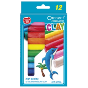 Gyurma készlet, 200g. Connect, felakasztható karton dobozban, 12 klf. szín