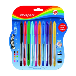 Golyóstoll 0,7 mm 10 db/bliszter Keyroad vegyes színek