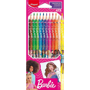 Maped - Barbie színező ceruzák - 12 darabos csomag - törhetetlen puha bél - ergonomikus háromszög alakú