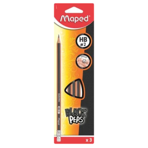 Maped Black Peps Grafitceruza HB Háromszögletű radírral 3 Darab