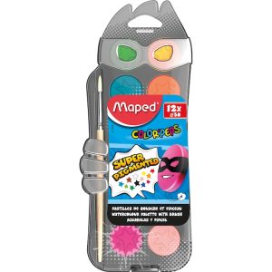 Maped Vízfesték, 12 szín, 30 mm átmérőjő + ajándék ecset,